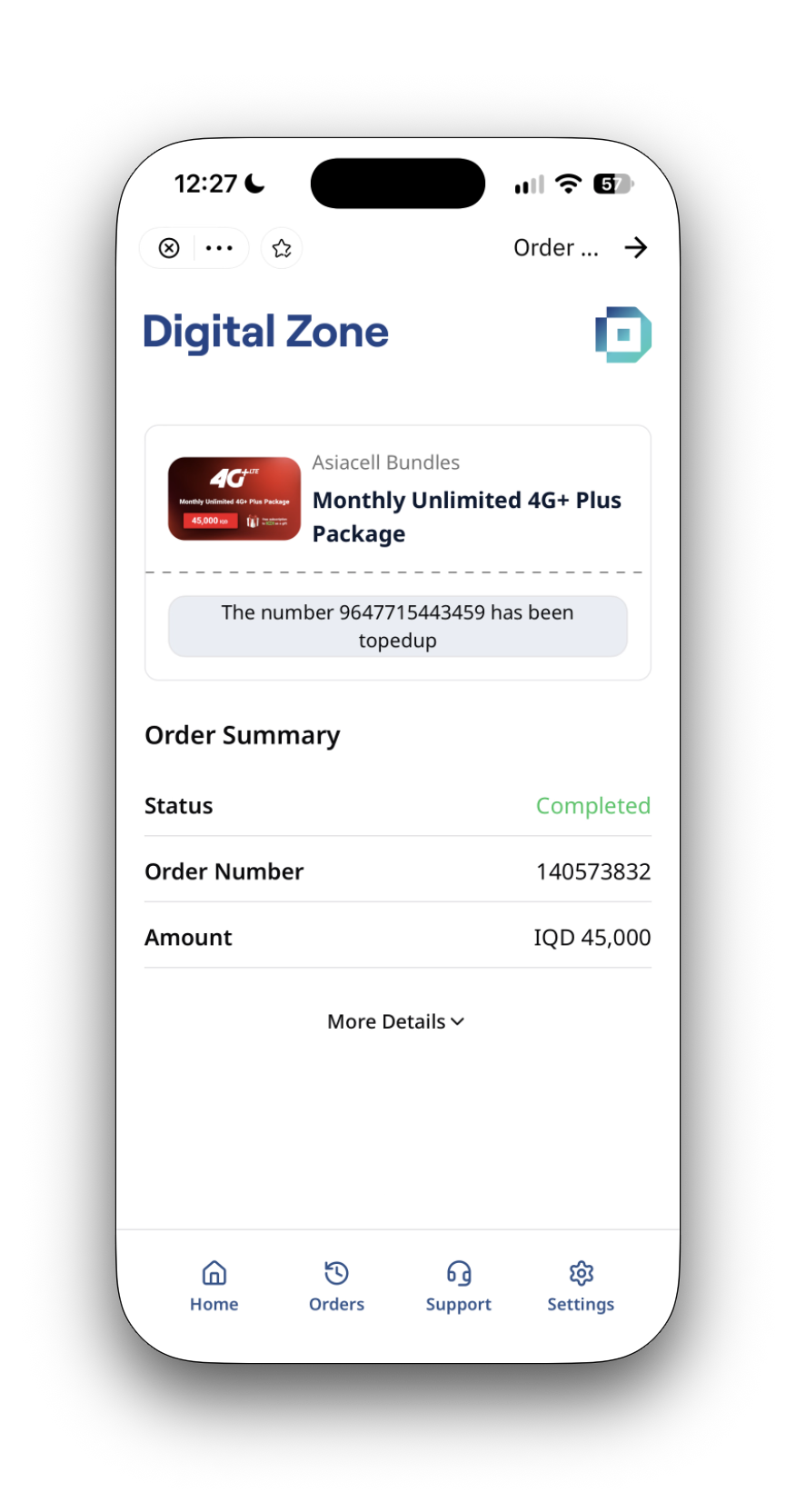 Digital Zone purchase confirmation — English
